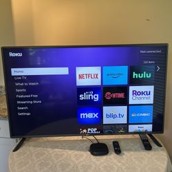 LG 50” TV WITH CONTROL + ROKU STREAMING DEVICE 
