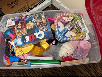 Box of toys for girl and boy