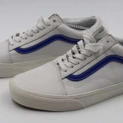 Vans Old Skool Leather White Blue VN0007NTZ5D Men's Size 9
