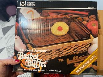 Anchor Hocking Harvest Amber Basket Buffet Set