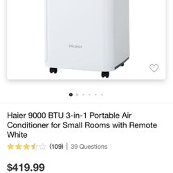 Portable Haier A/C 9000 BTU + Fan + dehumidifier 