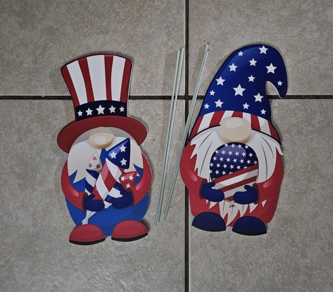 4th Of July Gnome Yard Stake Decor (Set of 2)
