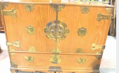 Vintage Asian Chest Cabinet 48"x19"x38"