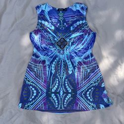 Y2K style APT 9 blue and purple flowy tank.