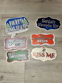 Christmas Photo Booth Props Sign Set of 6 double sided