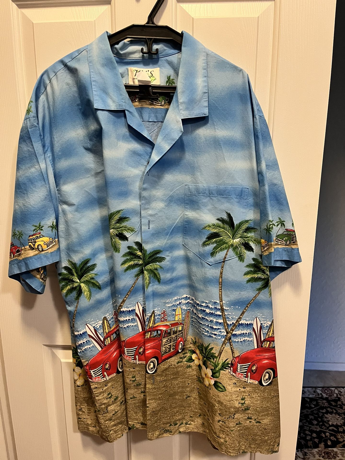Mens Blue Hawaiian Shirt