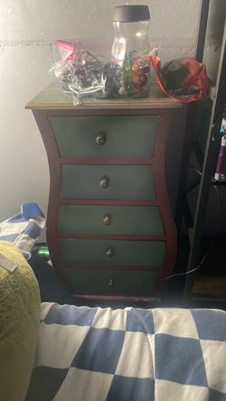 5-Drawer Wooden Dresser Green and Brown