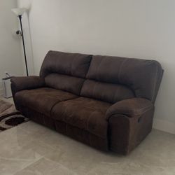 Reclining Leather Couch For Sale - Brown