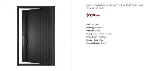 Lumiere Pivot Right Hand Inswing Door