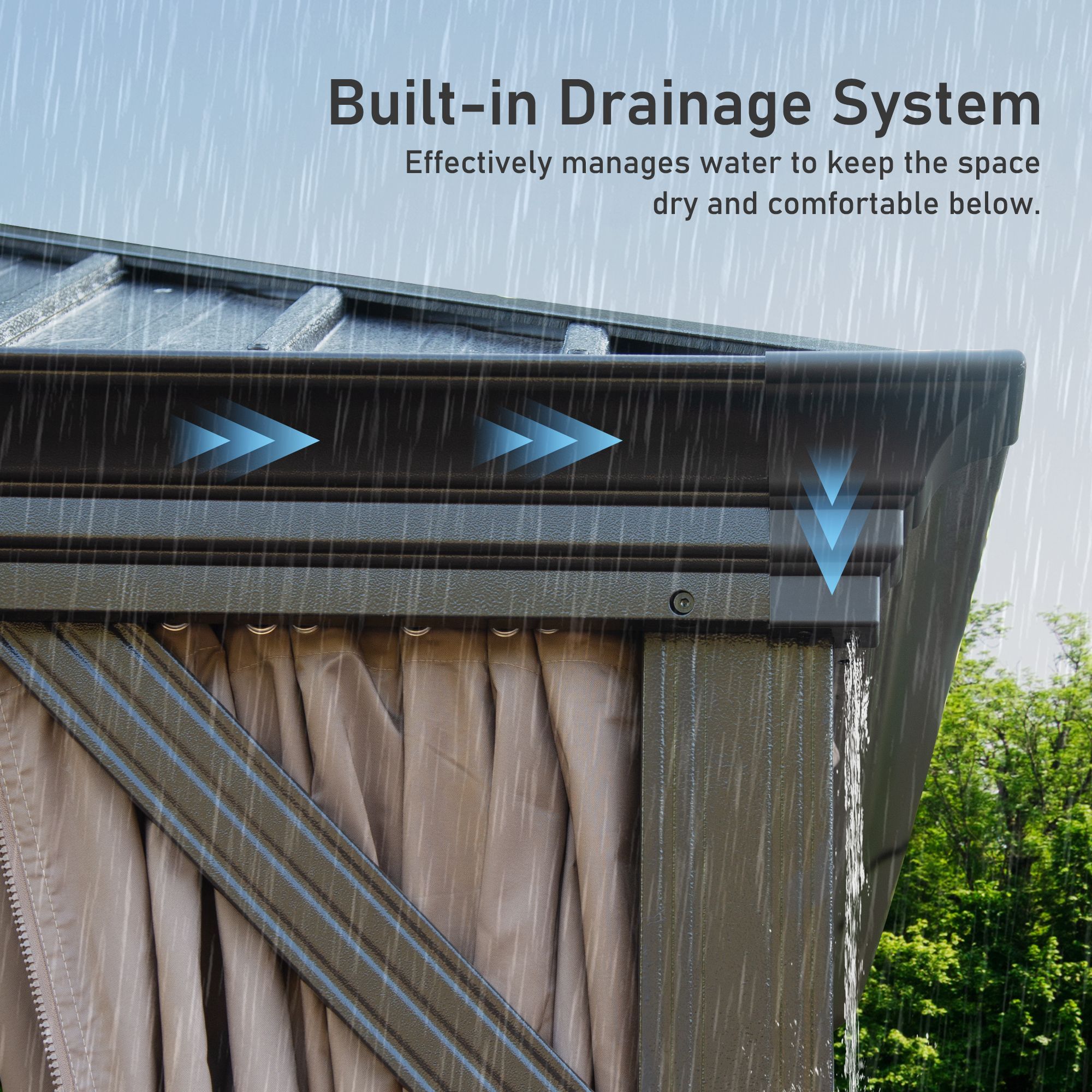 12' X 20' Hardtop Gazebo Upgraded Metal Gazebo with Drainage System Dual Layer Galvanized Steel Roof Curtain and Netting Outdoor Shelter Canopy fo