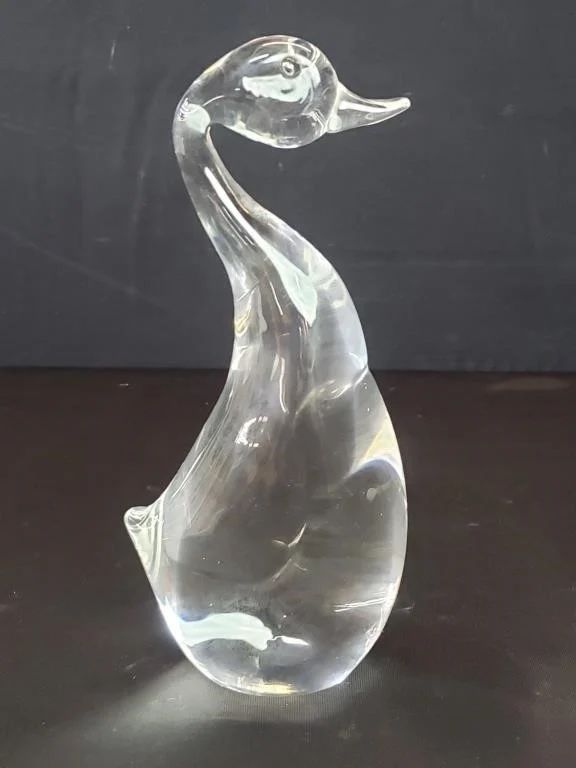 Steuben Crystal Duck Figurine – 8″ Tall