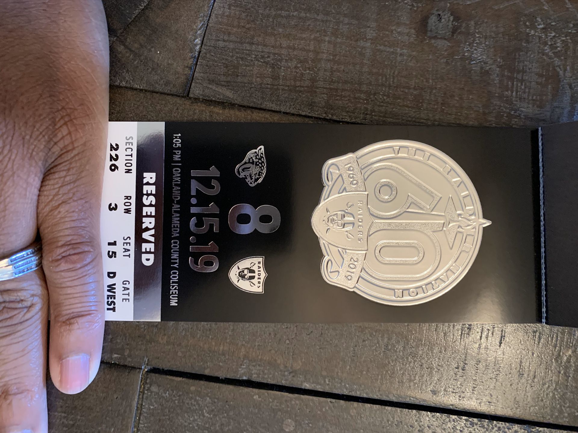 Raiders vs Jaguars section 226 row 3 seat 16 only