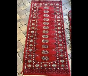 Handmade Bokhara Wool Rug: 32” x 80”