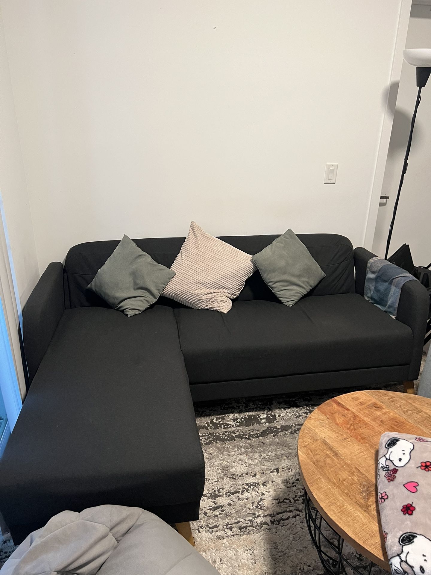 LINANÄS Sofa with Chaise – Dark Gray (IKEA)