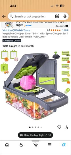 Vegetable Chopper Slicer 13-in-1, Includes spice chopper, 7 blades, veggie dicer, onion fruit cutter.