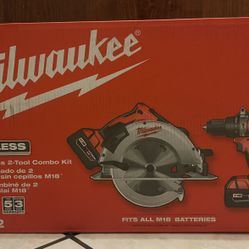Milwaukee M18 18V Lithium-Ion Brushless Cordless Hammer Drill and Circular Saw Combo Kit (2-Tool) with Two 4.0 Ah Batteries