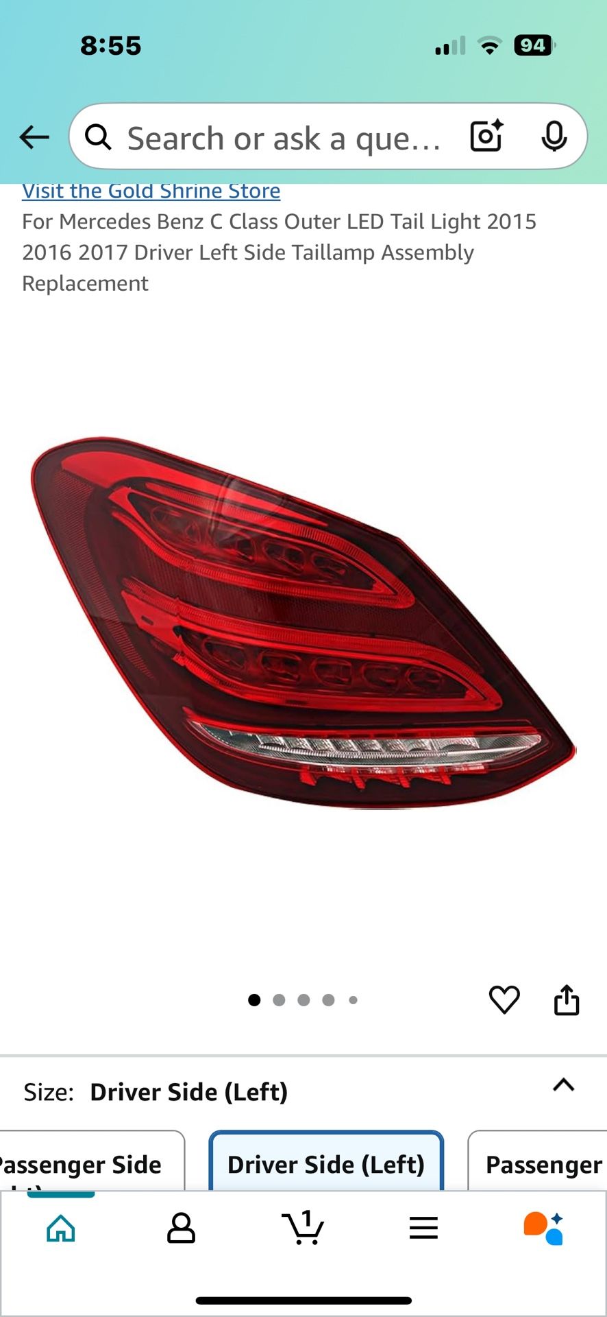 Tail Light For Mercedes Benz See Pictures Left Rear