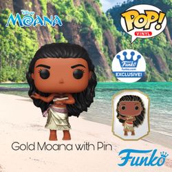 (NEW) Funko POP! Disney Princess #1162 Moana (Gold) with Pin (Funko Exclusive) Perfect Christmas Gift for any Moana Fan or Collector