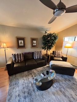Sofa, Chair, and Ottoman