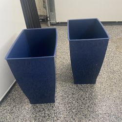 Set Of 2 Blue Trash Cans