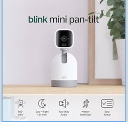 Blink Mini Pan-Tilt Camera (newest model), Rotating indoor plug-in smart security camera, two-way audio, HD video, motion detection, Works with Alexa 
