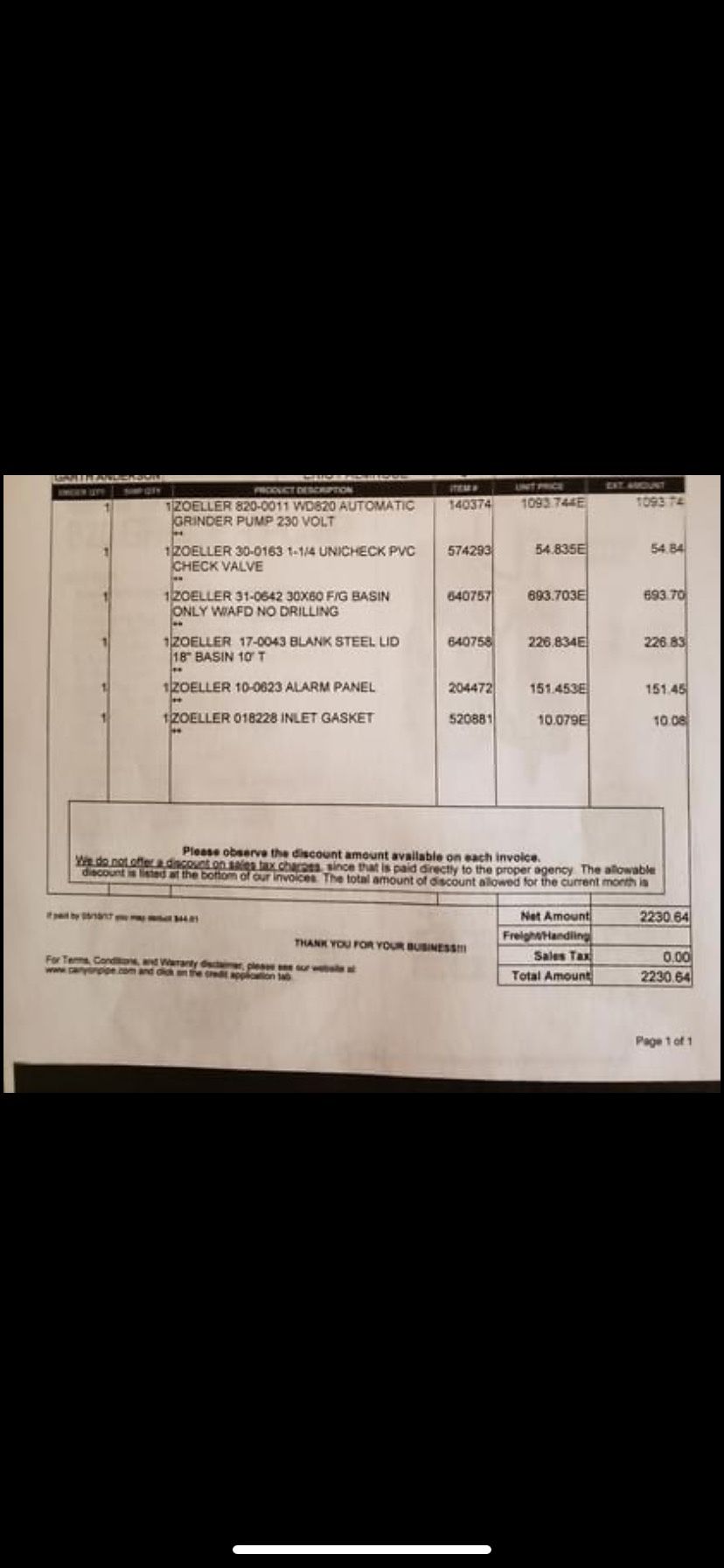 Zoeller Shark 820 Grinder Pump, Basin and Control Panel