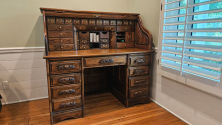 Solid Oak Roll Top Desk