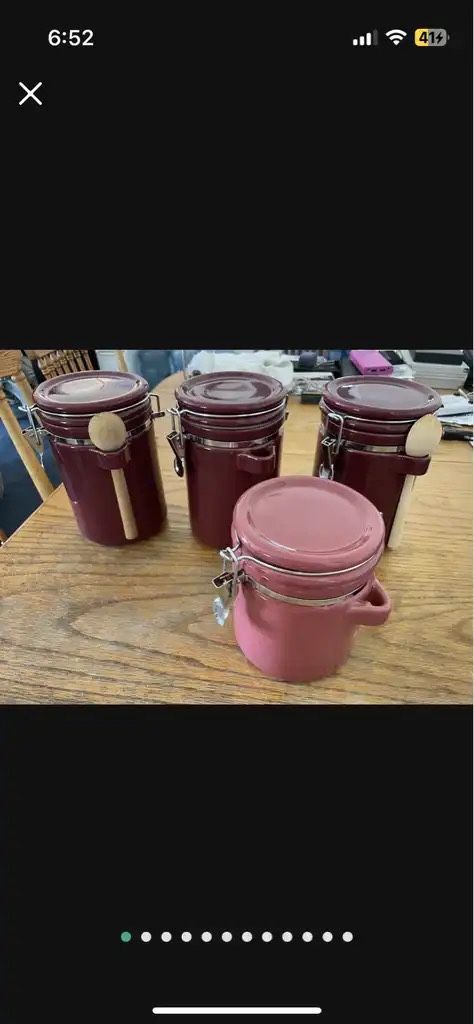 Household 4 Total As 3 Is Dark Pink 8” Tall Canister Matching Set