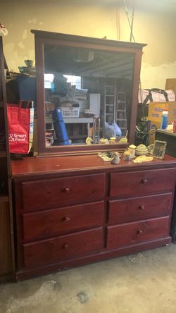 Large Wood Dresser with Mirror