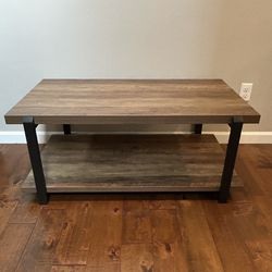 Foluban Industrial Coffee Table with Shelf - Oak