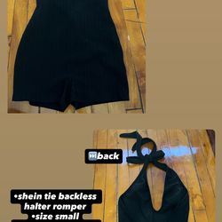 shein tie backless halter romper