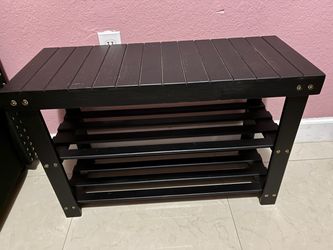 Black Wood Shoe Rack Bench