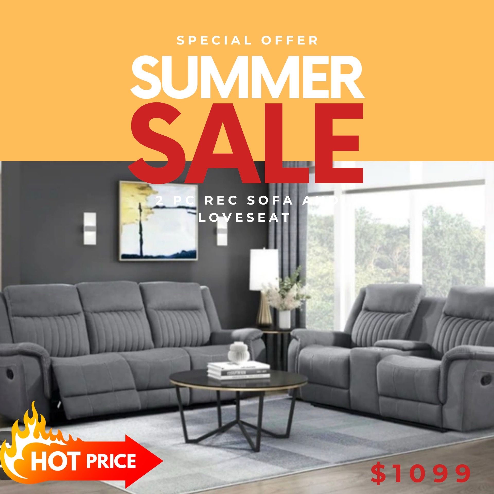 2 PC RECLINER SOFA AND LOVESEAT