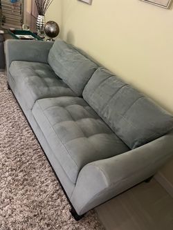 Gray Aqua color Tufted Fabric Sofa sleeper queen size
