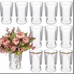 Bokon 12 Pack 6 Inch Small Plastic Clear Vases