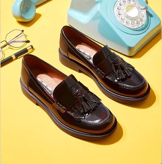 Teenmix Adrian Arcadia Leather Tassel Loafers in CHERRY RED ARCADIA