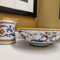 Vintage Large Sherna Deruta Italian Pottery  Majolica Set