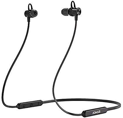 AOMAIS E2 Bluetooth Headphones, Quick Charge Wireless Neckband Earphones, Lightweight Stereo in Ear Magnetic Headset, Sweatproof Earbuds Built-in Mic
