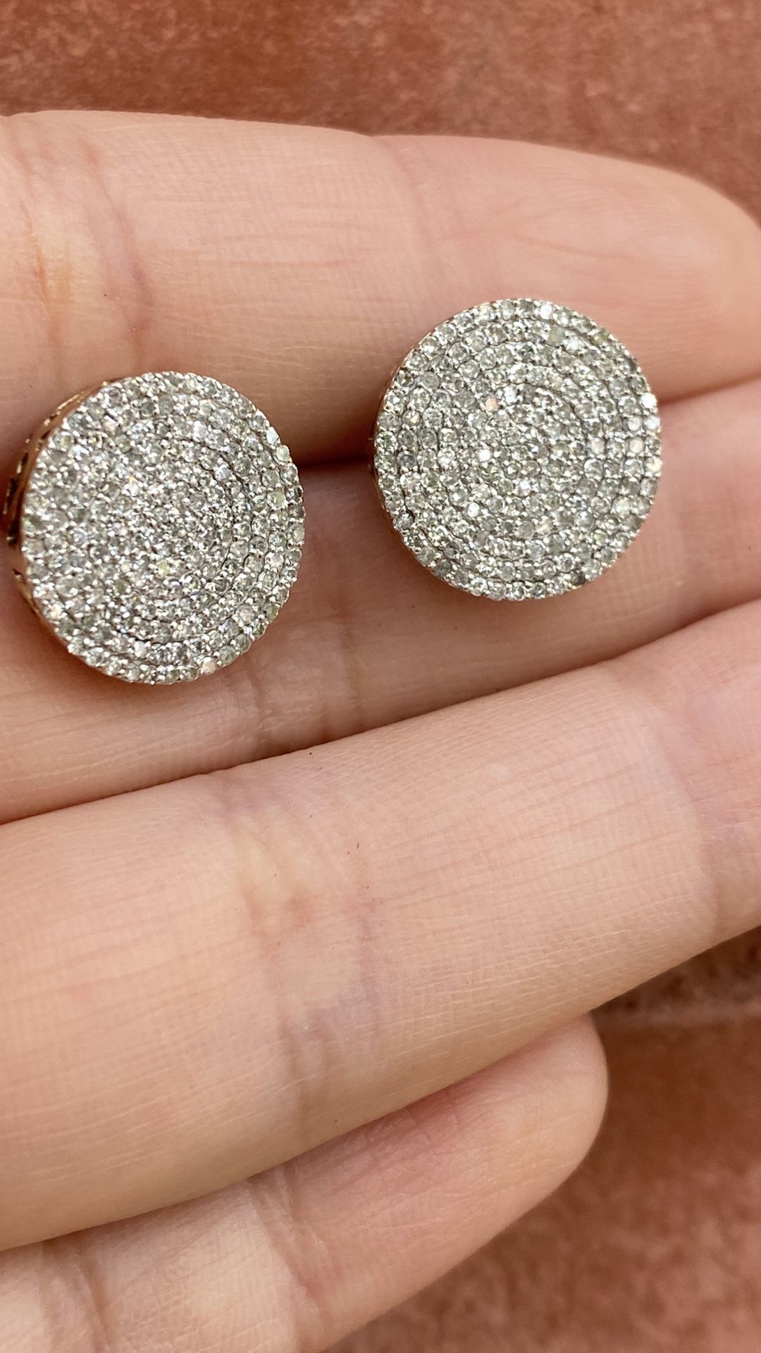 .50ctw Diamond Micro Pave 10k yellow gold screw back earrings