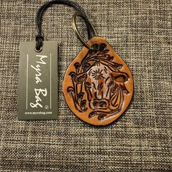 428-ORI New Myra Bag Steer Trail Hand Tooled Key Ring  S-7566 NWT Leather