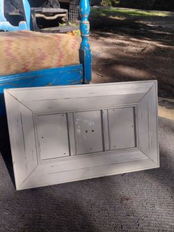 Wooden cream colored stand up 3 frame picture frame 19 in x  12 in