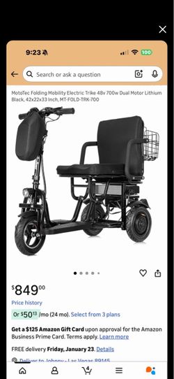 Home MotoTec USA Folding Mobility Electric Trike 48v 700w Dual Motor - 20 Miles Range