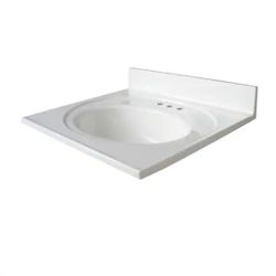 Glacier Bay
25 in. W x 22 in. D Cultured Marble White Round Single Sink Vanity Top in White