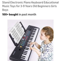 Piano for Kids Keyboard Piano 61 Keys with Microphone/ LED Display/ Music Stand Electronic Piano Keyboard Educational Music Toys for 3-9 Years