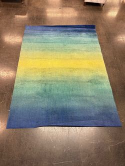 MADELINE Collection Blue Green Yellow Ombre Area Rug