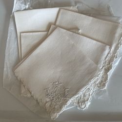 Vintage Linen Hand Embroidered Napkins