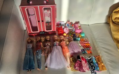 Barbie Items Lot : Barbies, Closet, Accessories, and Clothes