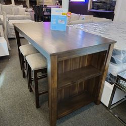 New Dining Set Brown Counter Height Table & 4 Stools $399