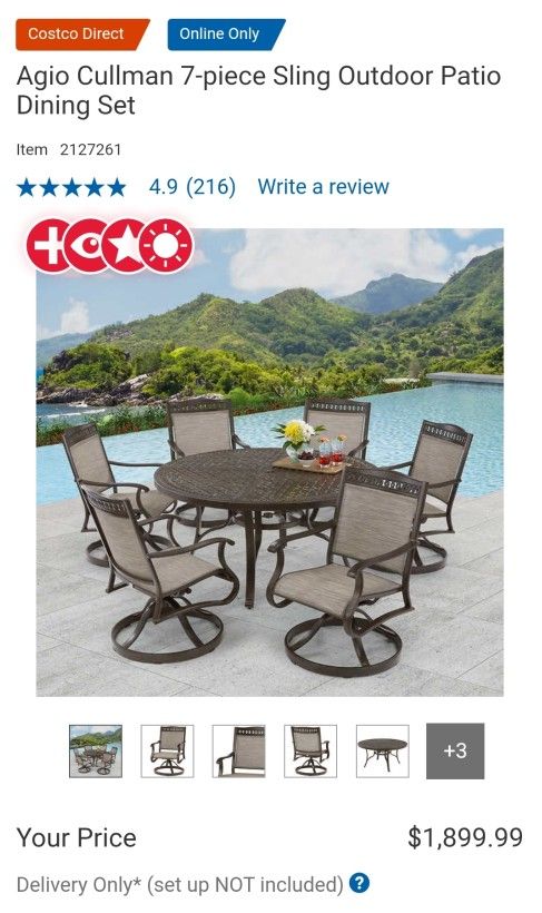 Agio Cullman 7-piece Sling Outdoor Patio Dining Set $1,300