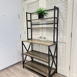 5-Tier Baker's Rack Rustic Industrial Kitchen Storage Rustic Brown